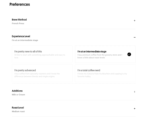 trade coffee preferences